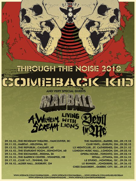 Comeback Kid Flyer for Through The Noise Tour 2010