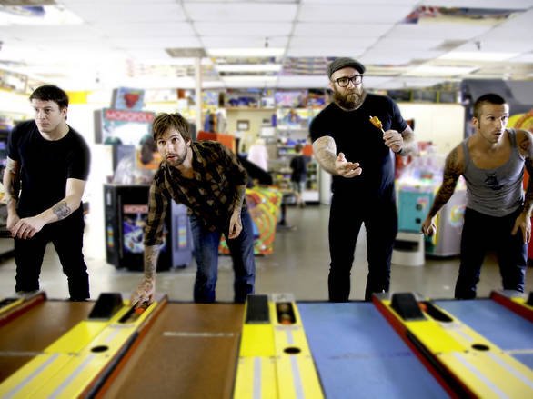Every Time I Die Group Photo at Bowling Lanes