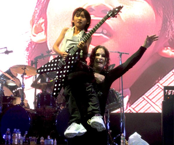 Ozzy Osbourne and Yuto Miyazawa at Ozzfest in Camden NJ August 22, 2010