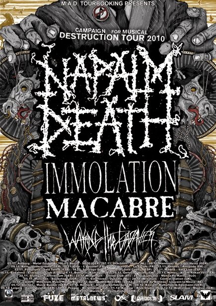 Napalm Death Euro Tour Poster with Immolation and Macabre